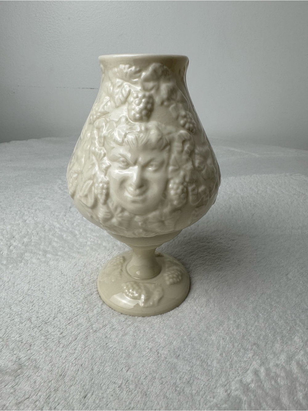 Belleek Porcelain Face Mask Bacchus Hurricane Fairy Lamp Votive Candle Holder
